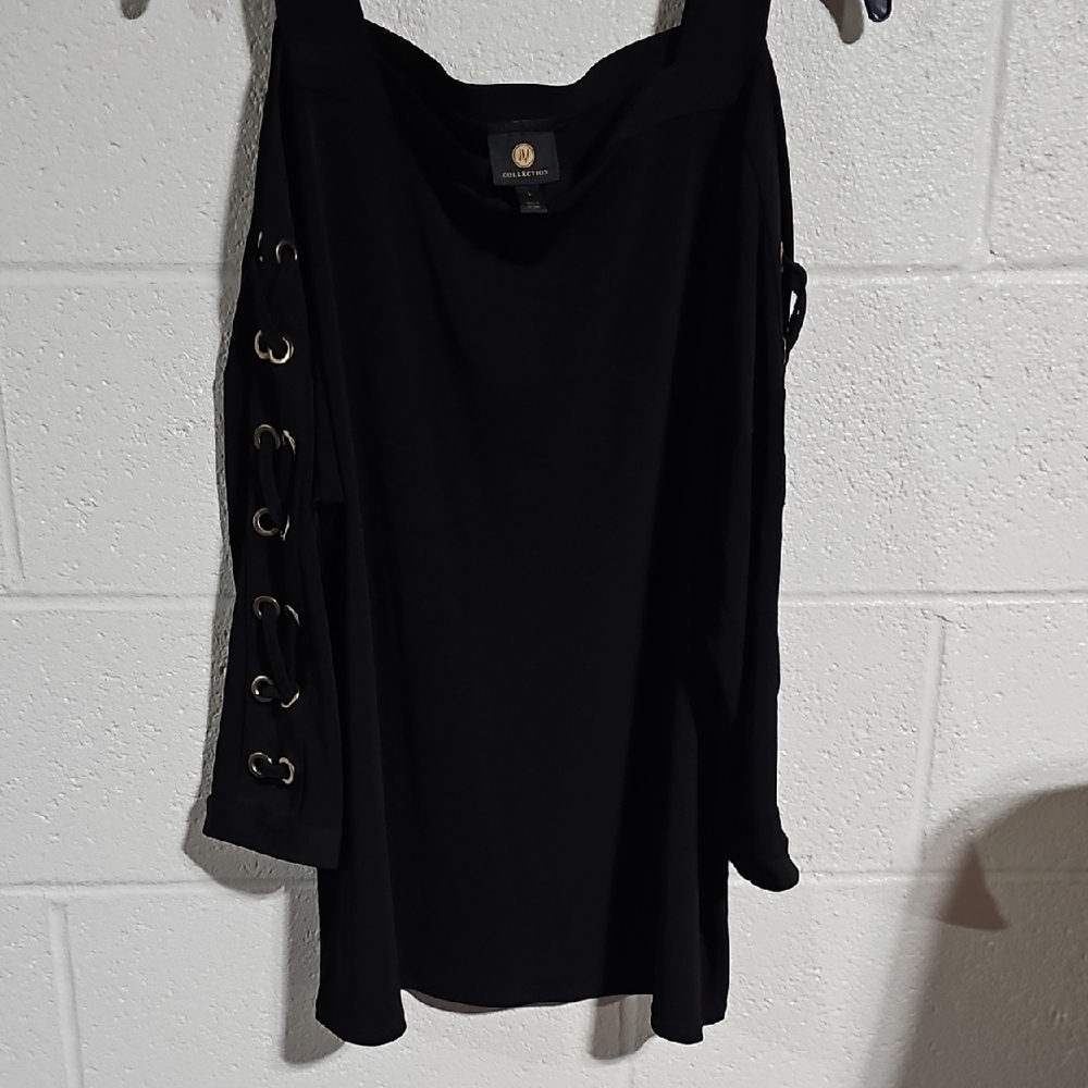 JM Collection Black Top with Gold Accents